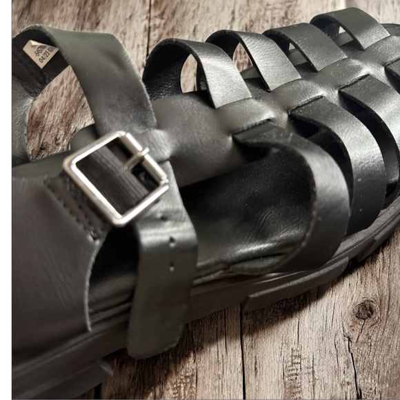 New American Eagle Womens Fisherman Sandals Size 11 Black Open Toe Chunky Heel - Picture 10 of 16